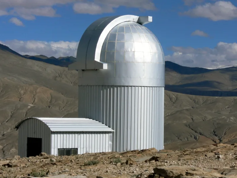 Indian Astronomical Observatory telescope dome perched atop Mount Saraswati at 15,000 ft in Hanle Ladakh