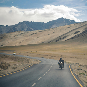 riding bike during tour from delhi to leh 300px